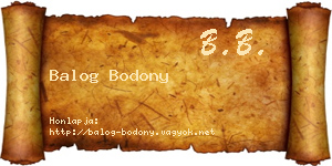 Balog Bodony névjegykártya